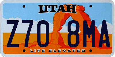 UT license plate Z708MA