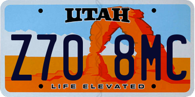 UT license plate Z708MC