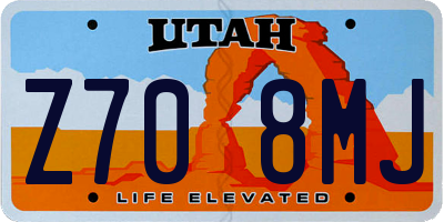 UT license plate Z708MJ