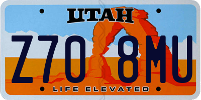 UT license plate Z708MU