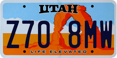 UT license plate Z708MW