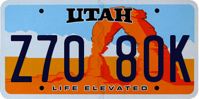 UT license plate Z708OK