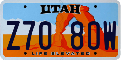 UT license plate Z708OW