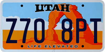 UT license plate Z708PT