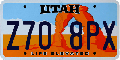 UT license plate Z708PX