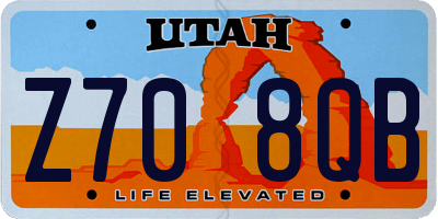 UT license plate Z708QB