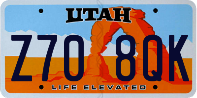 UT license plate Z708QK