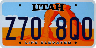 UT license plate Z708QO