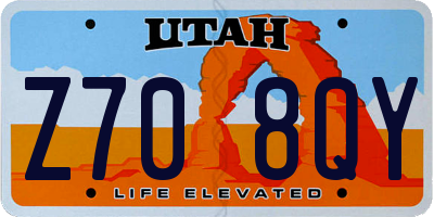 UT license plate Z708QY