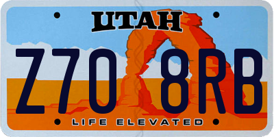 UT license plate Z708RB