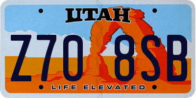 UT license plate Z708SB