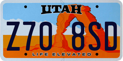 UT license plate Z708SD