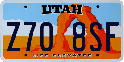 UT license plate Z708SF
