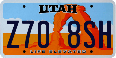 UT license plate Z708SH