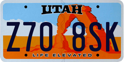 UT license plate Z708SK