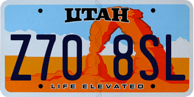 UT license plate Z708SL