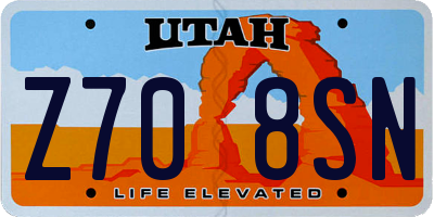 UT license plate Z708SN