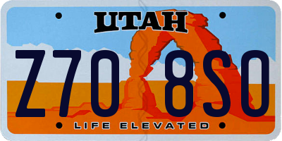 UT license plate Z708SO