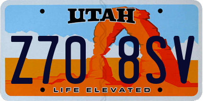 UT license plate Z708SV