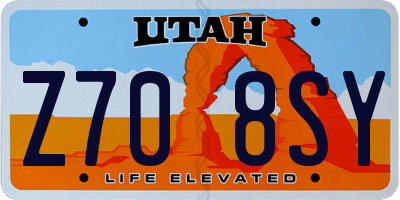 UT license plate Z708SY