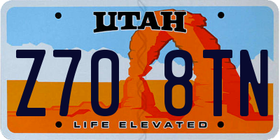 UT license plate Z708TN