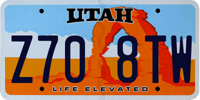 UT license plate Z708TW