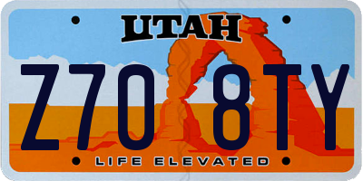 UT license plate Z708TY