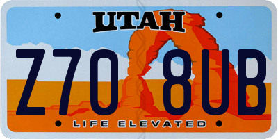 UT license plate Z708UB