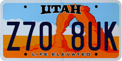 UT license plate Z708UK