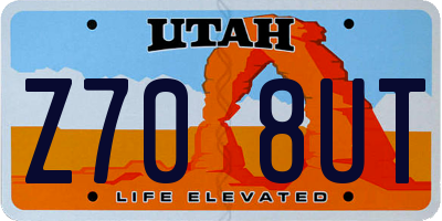 UT license plate Z708UT