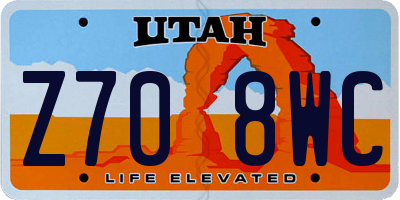 UT license plate Z708WC