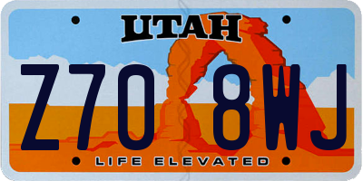 UT license plate Z708WJ