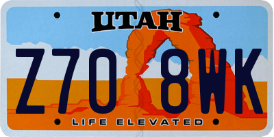 UT license plate Z708WK
