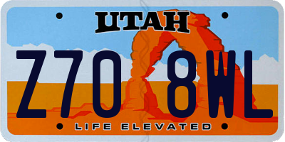 UT license plate Z708WL