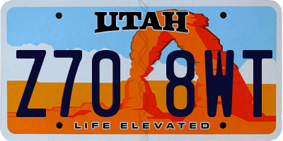 UT license plate Z708WT
