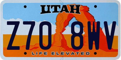 UT license plate Z708WV