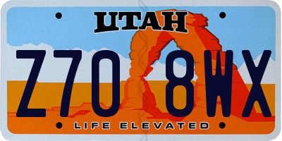 UT license plate Z708WX