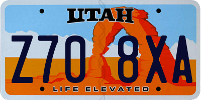 UT license plate Z708XA