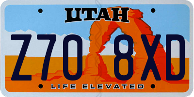 UT license plate Z708XD