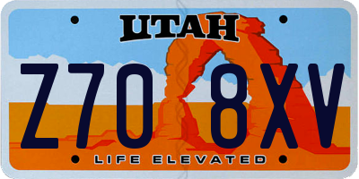 UT license plate Z708XV