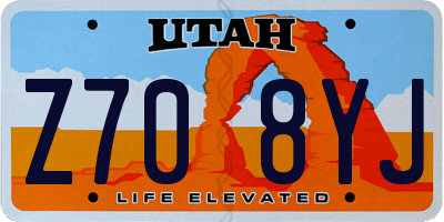 UT license plate Z708YJ