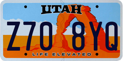 UT license plate Z708YQ