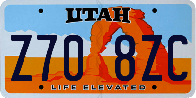 UT license plate Z708ZC