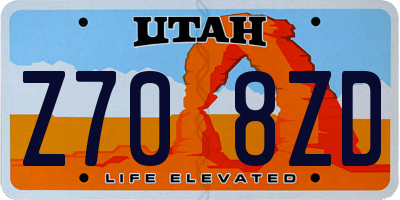 UT license plate Z708ZD
