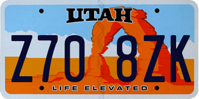UT license plate Z708ZK