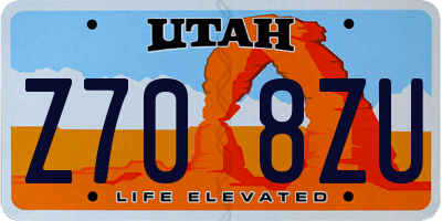 UT license plate Z708ZU