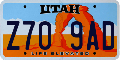 UT license plate Z709AD