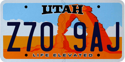 UT license plate Z709AJ