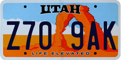 UT license plate Z709AK