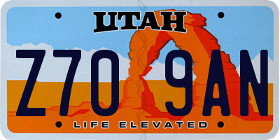 UT license plate Z709AN